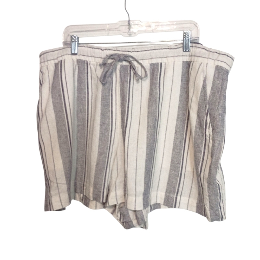 Gap - Linen Blend Striped Women's Shorts in Gray and White - Size XXL